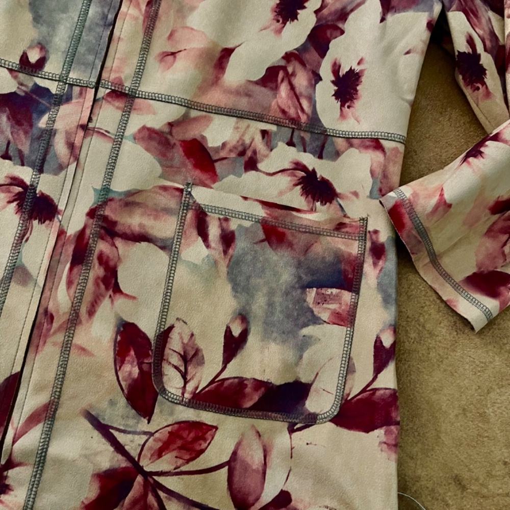 SOLITAIRE By Anthropologie Faux Suede Floral Cardigan Jacket - Picture 7 of 16